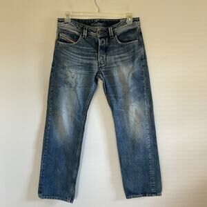 Diesel Mens Jeans 33X30 LARKEE Regular Straight 0828D Wash Faded Whisckering